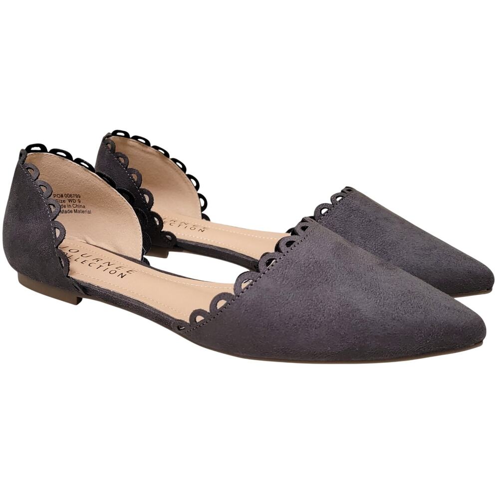 Journee Collection Women Jezlin Two Piece Slip On Flats Size US 9W Grey